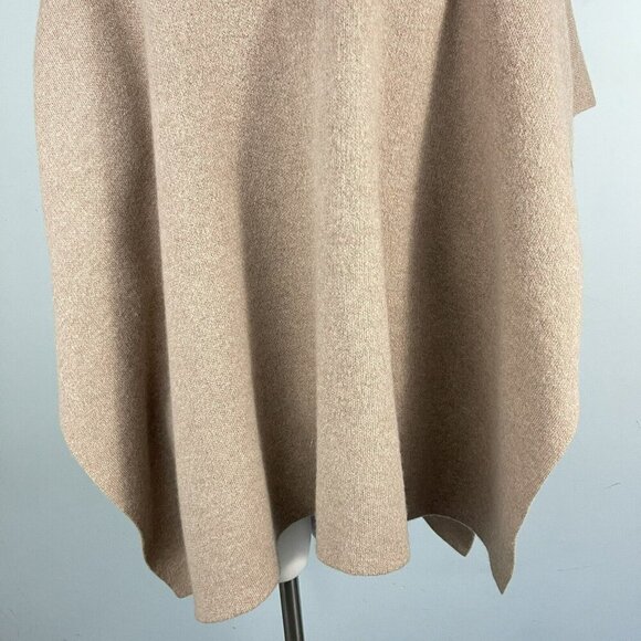 Mitchie's 100%Wool Hooded Poncho Cape Fox Fur Trim Beige Tan Coat - Picture 13 of 16